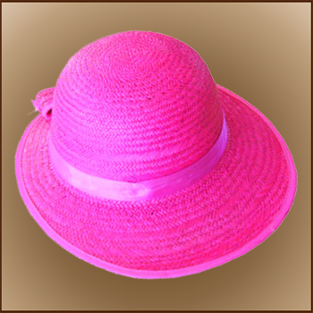 Sombrero de Panamá Ovalado Fucsia Ribeteado para mujer