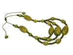 Tagua and Coconut Necklace - Green 3 Strands