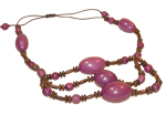 Tagua and Coconut Necklace - Violet 3 Strands