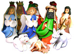 Colorful cold porcelain Nativity Scene - 10 pieces