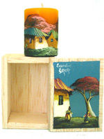 Mini bougie Artisanale et Caisse de Bois Radeau avec le Logo de son Entreprise