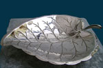 Large silver plated cacao leaf
