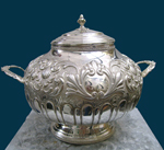 Silver plated soup container with lid