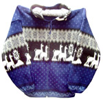 Blue Alpaca Sweater with llamas